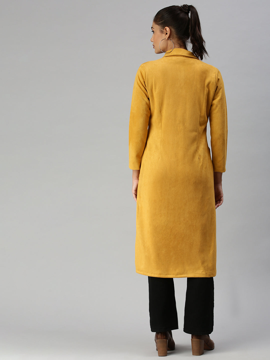 Women's Mustard Suede Overcoat