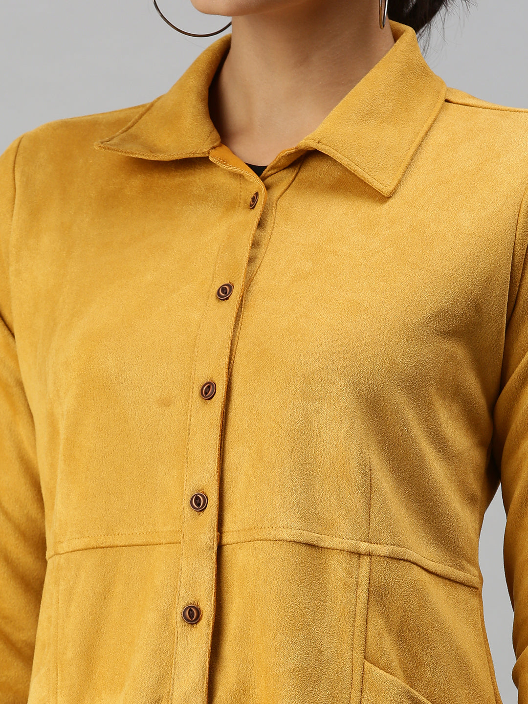 Women's Mustard Suede Overcoat