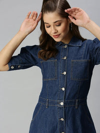 Women's Blue Denim Shirt Dress