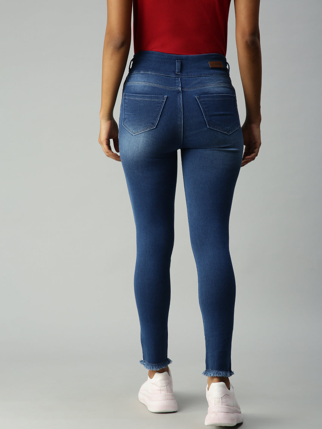 Women's Blue Solid Denim Skinny Jeans