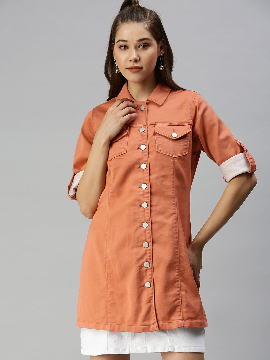 Women's Rust Cotton Tailored Jacket