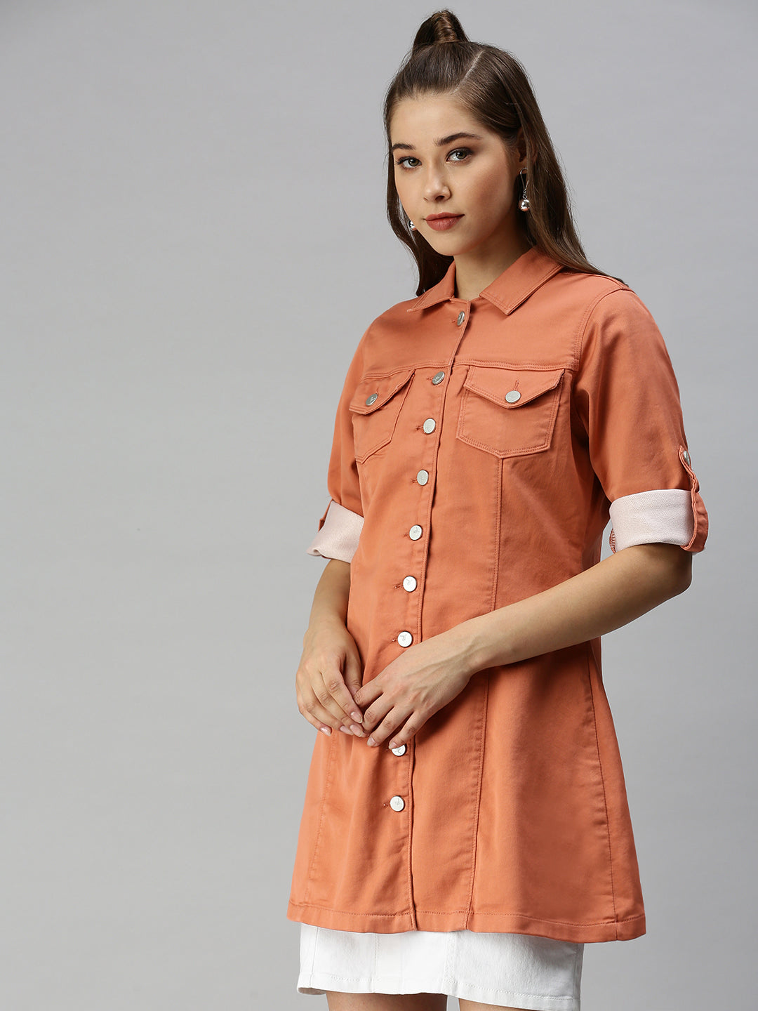 Women's Rust Cotton Tailored Jacket