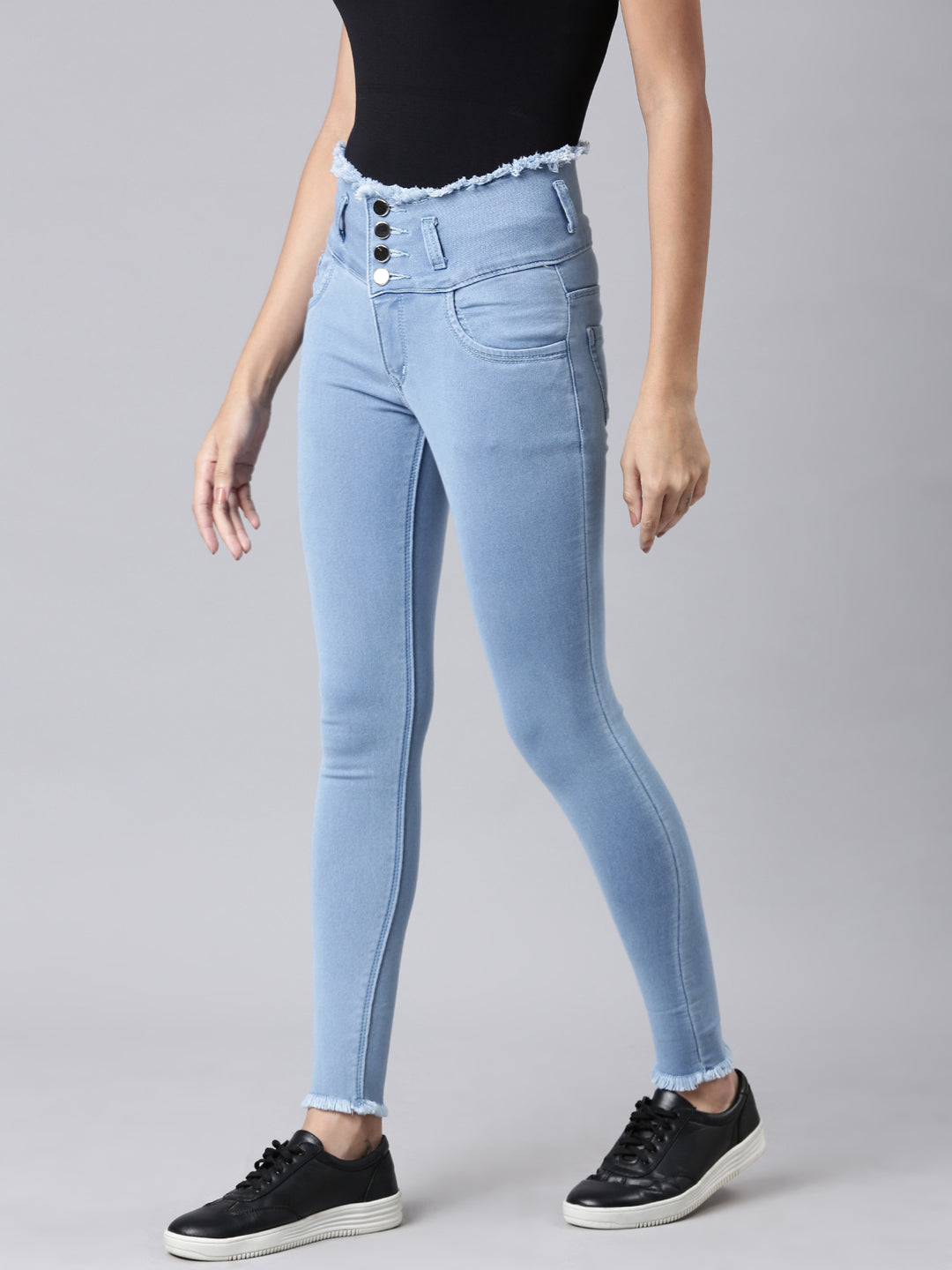 Women Blue Solid Skinny Fit Denim Jeans