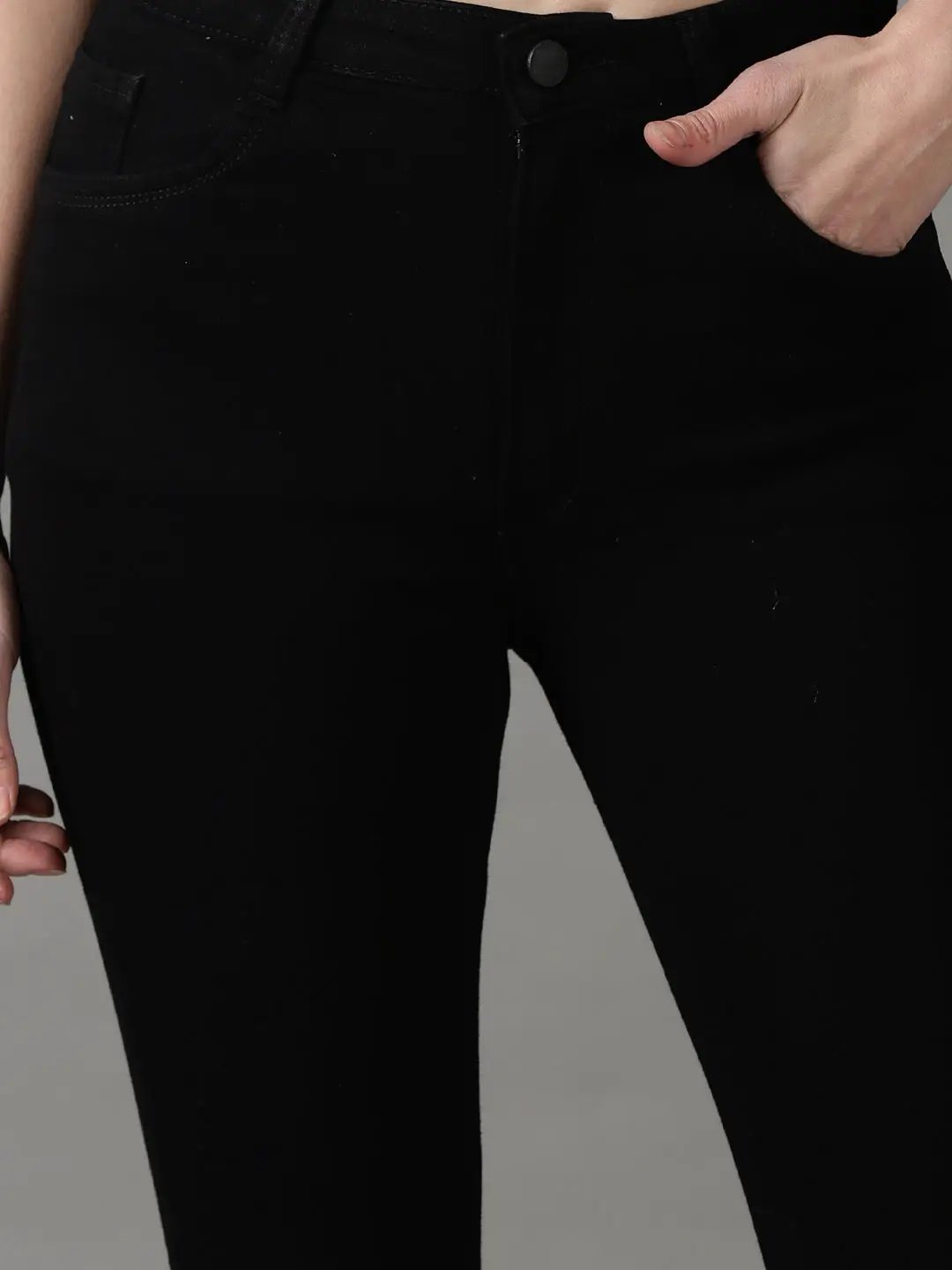 Women's Black Skinny Fit Acid Wash Cotton Stretchable Jeans