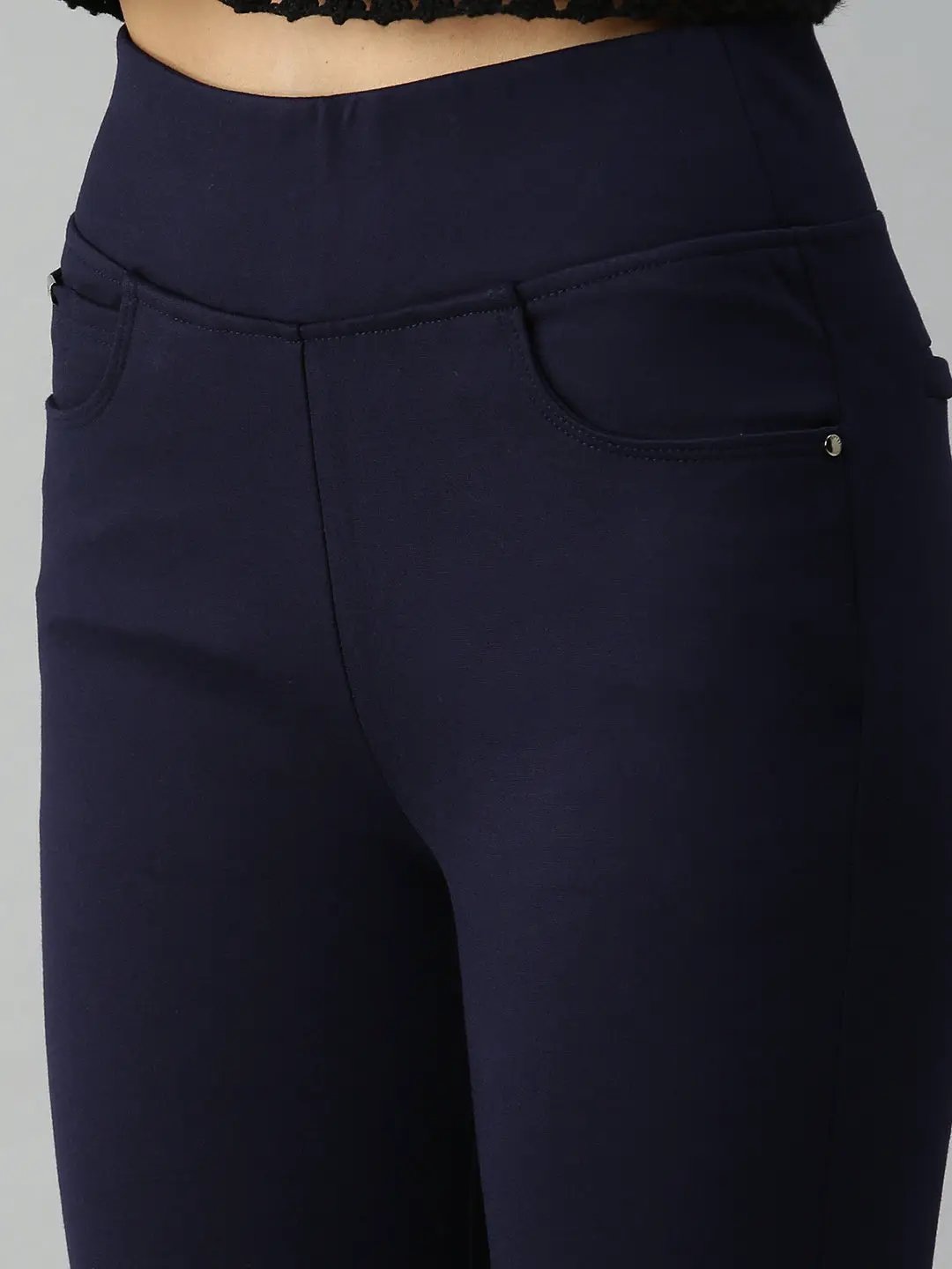Women's Navy Blue Super Skinny Fit High-Rise Denim Jeans