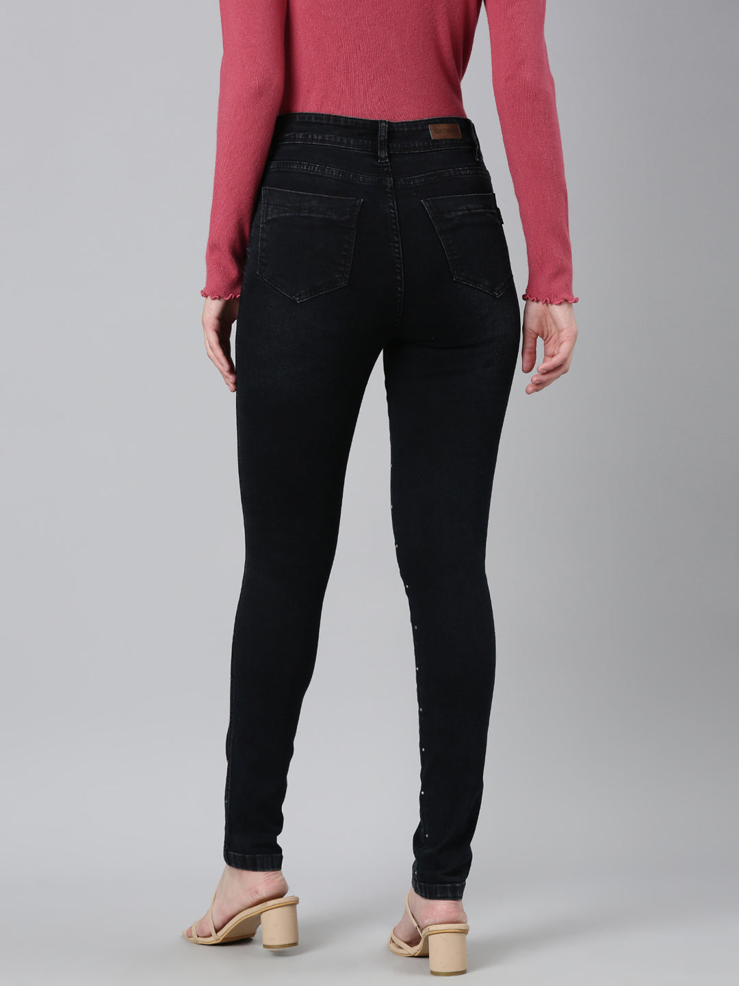 Women Black Solid Skinny Fit Denim Jeans