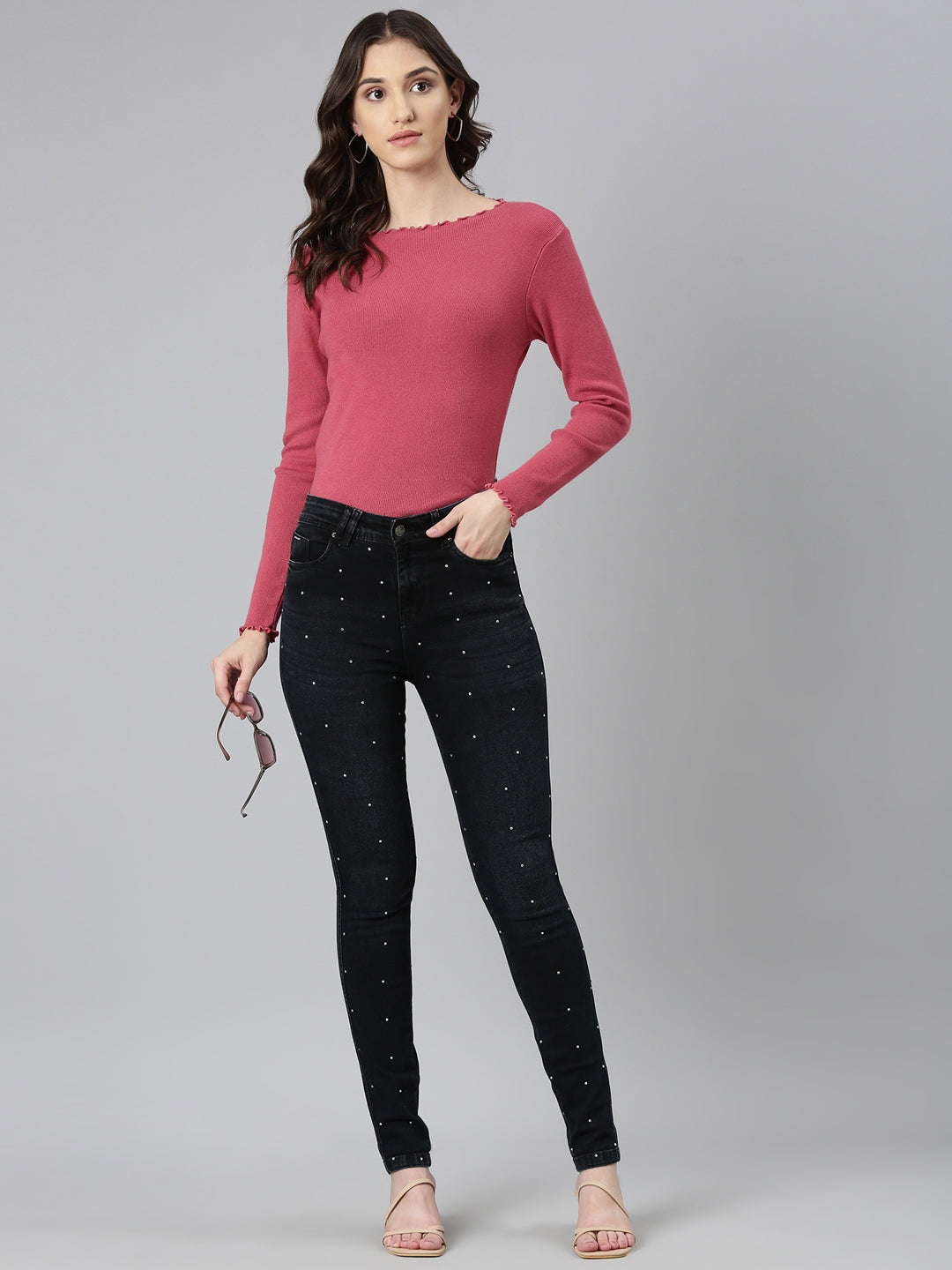 Women Black Solid Skinny Fit Denim Jeans