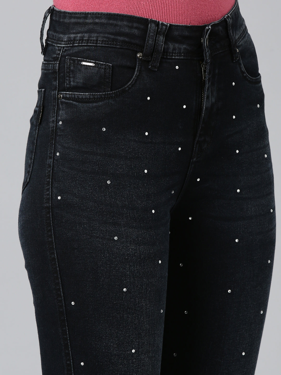 Women Black Solid Skinny Fit Denim Jeans