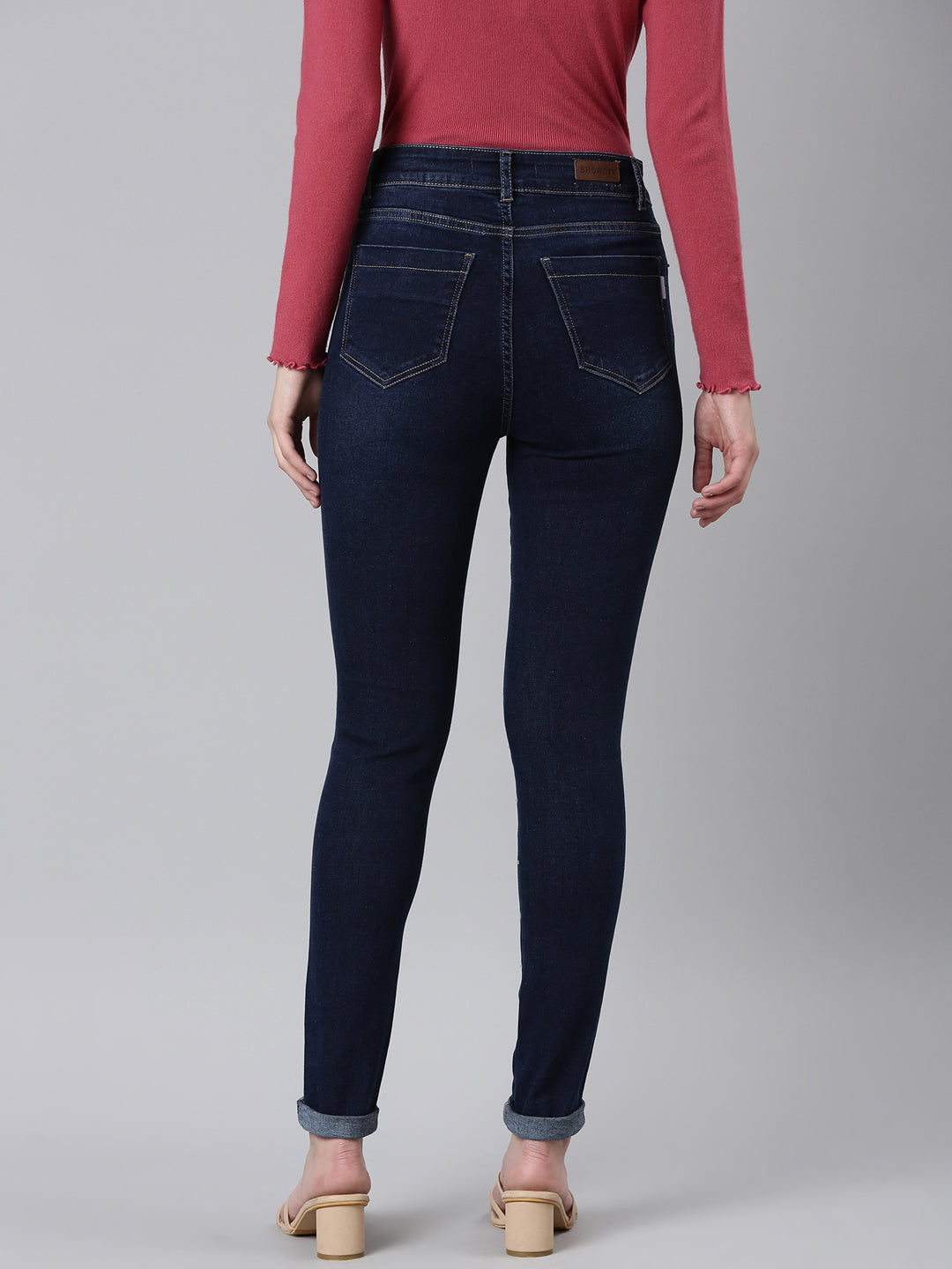 Women Navy Blue Solid Skinny Fit Denim Jeans