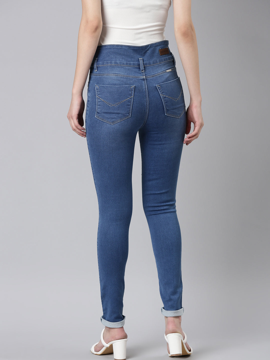 Women Blue Solid Skinny Fit Denim Jeans