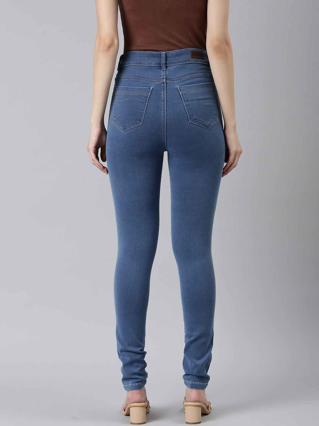 Women Blue Solid Slim Fit Denim Jeans