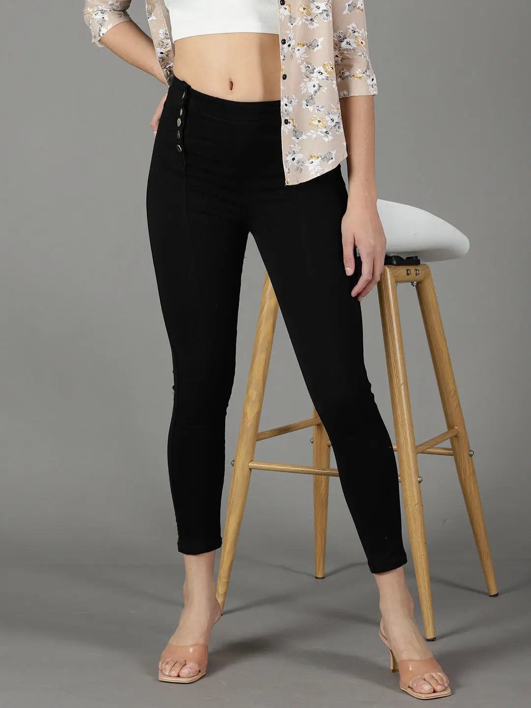 Women's Black Solid Skinny Fit Denim Jeans
