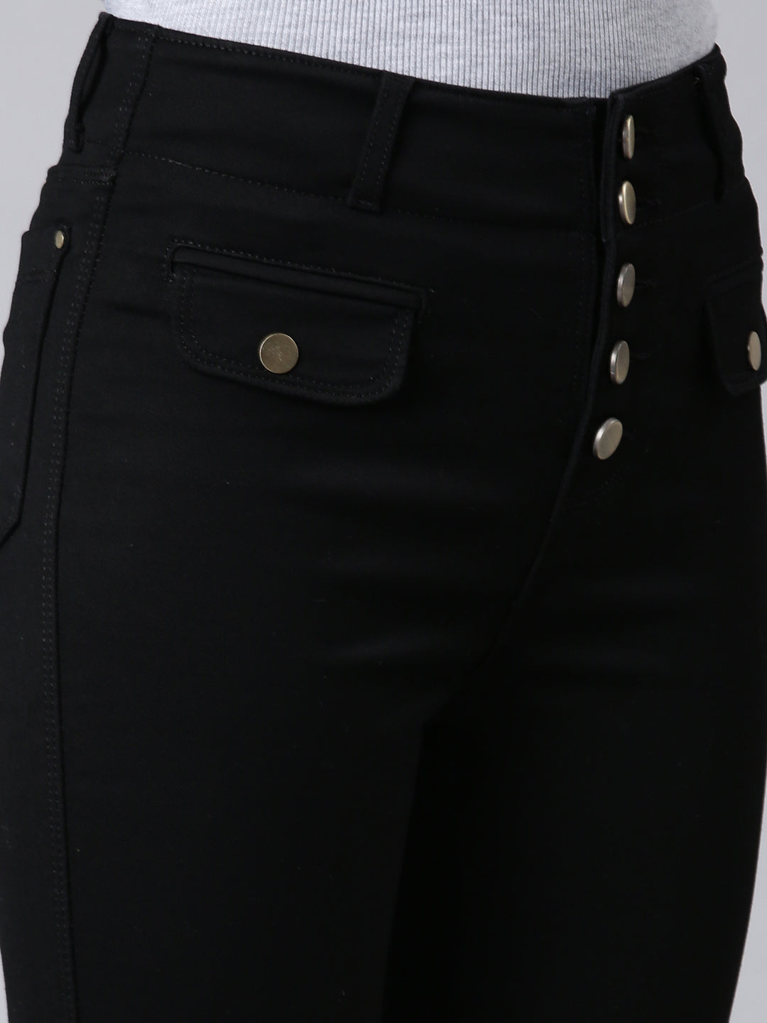 Women Black Solid Skinny Fit Denim Jeans