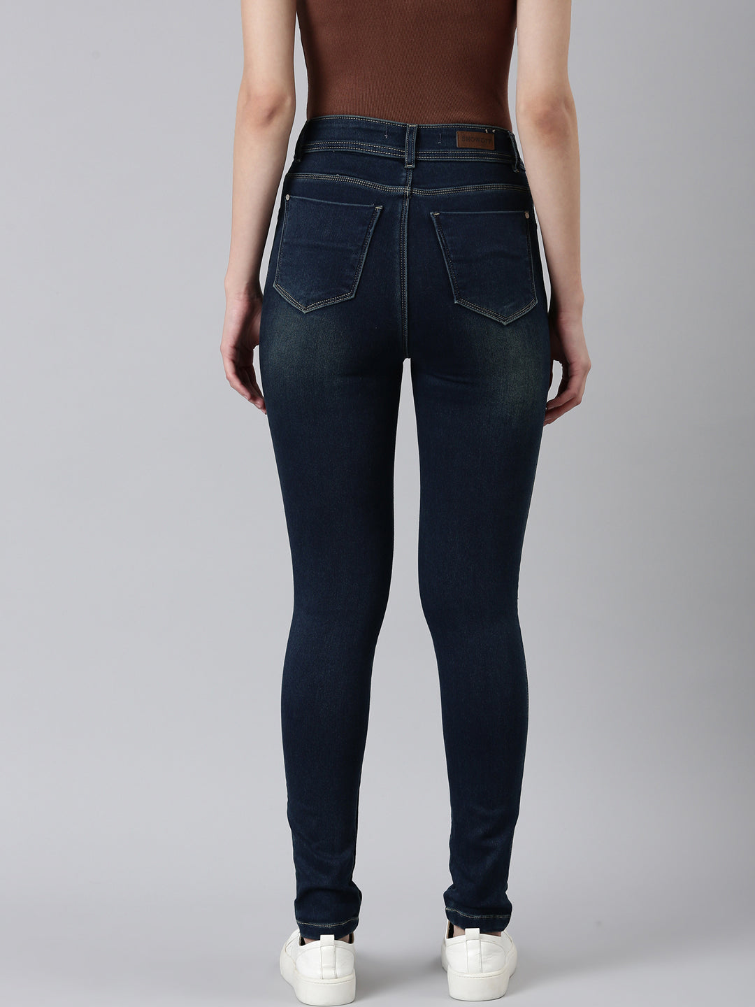 Women Navy Blue Solid Skinny Fit Denim Jeans