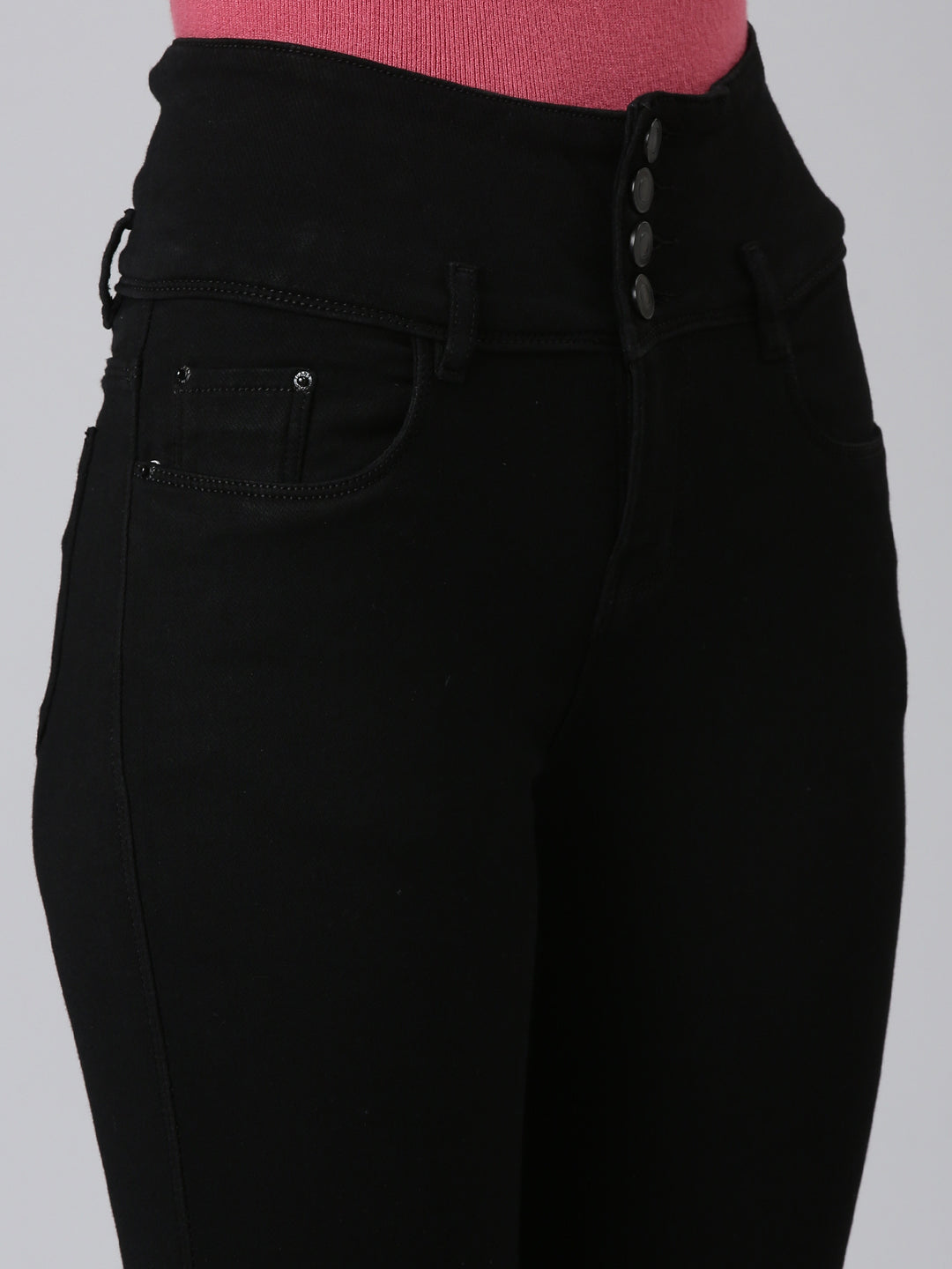 Women Black Solid Skinny Fit Denim Jeans