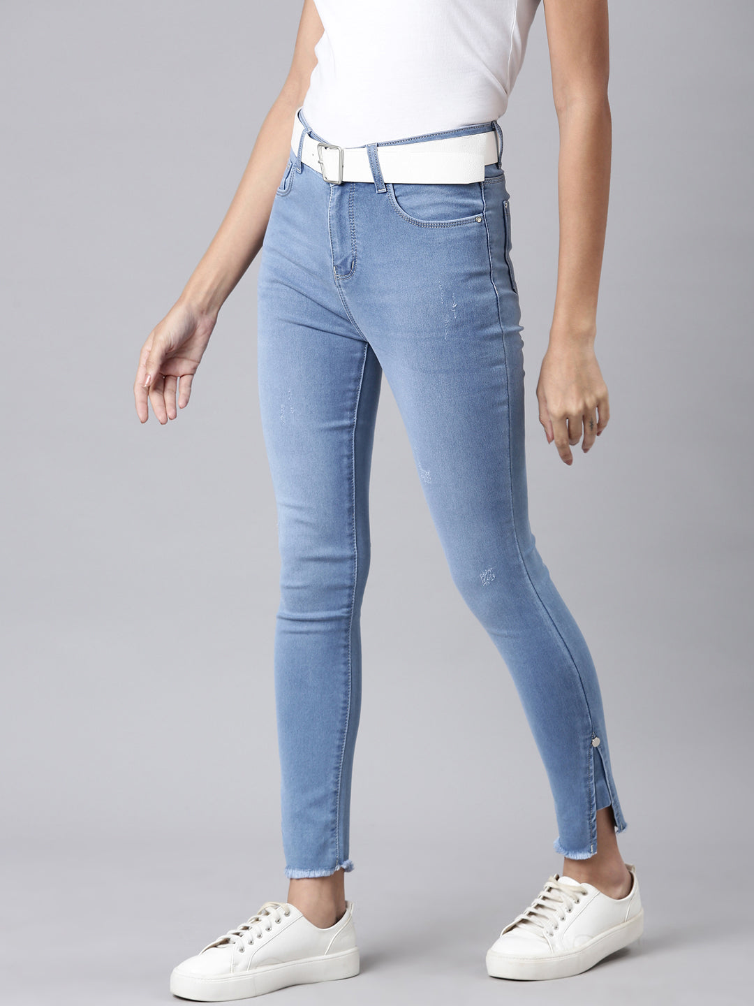 Women Blue Solid Skinny Fit Denim Jeans