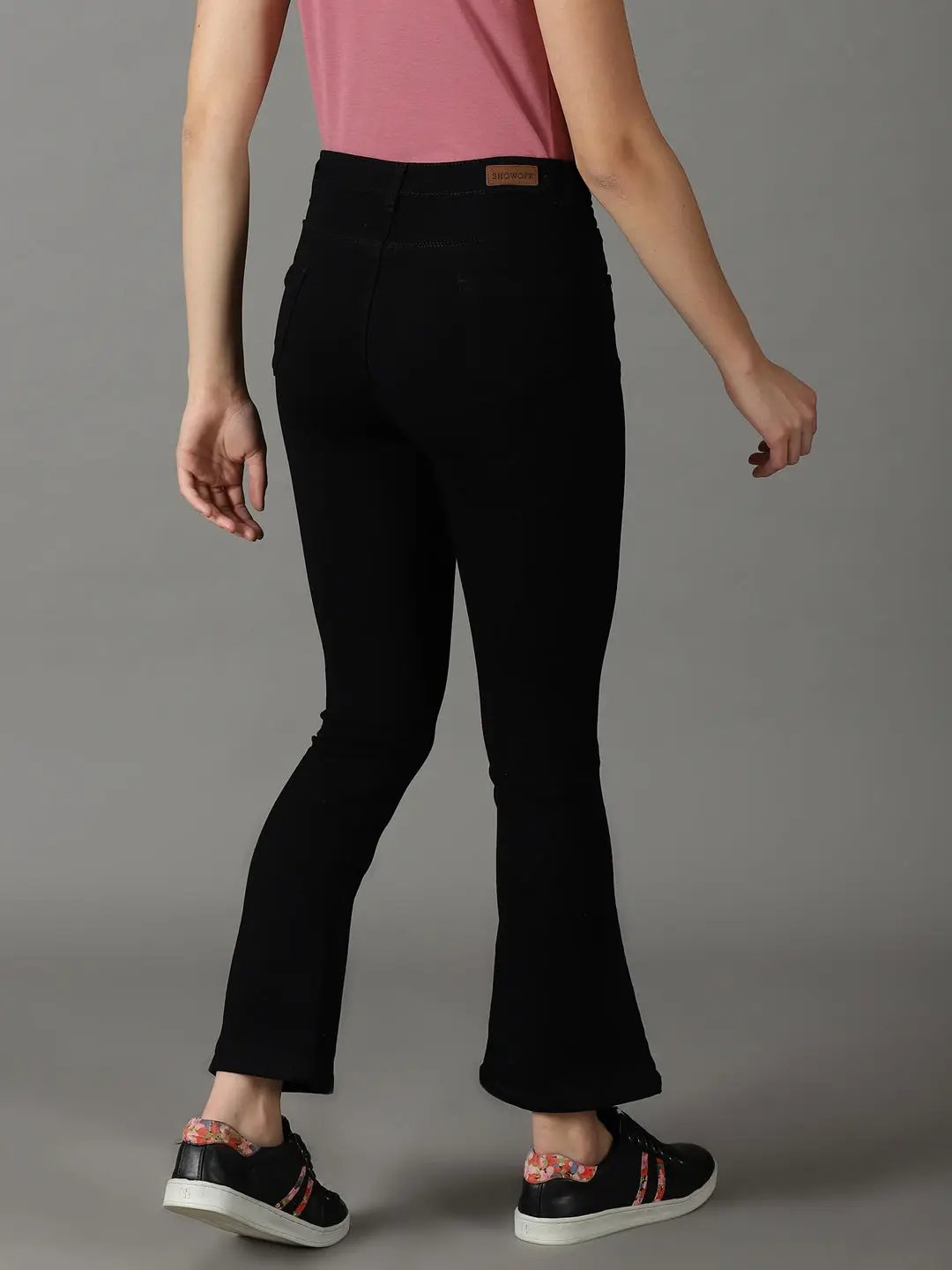 Women's Black Solid Bootcut Denim Jeans
