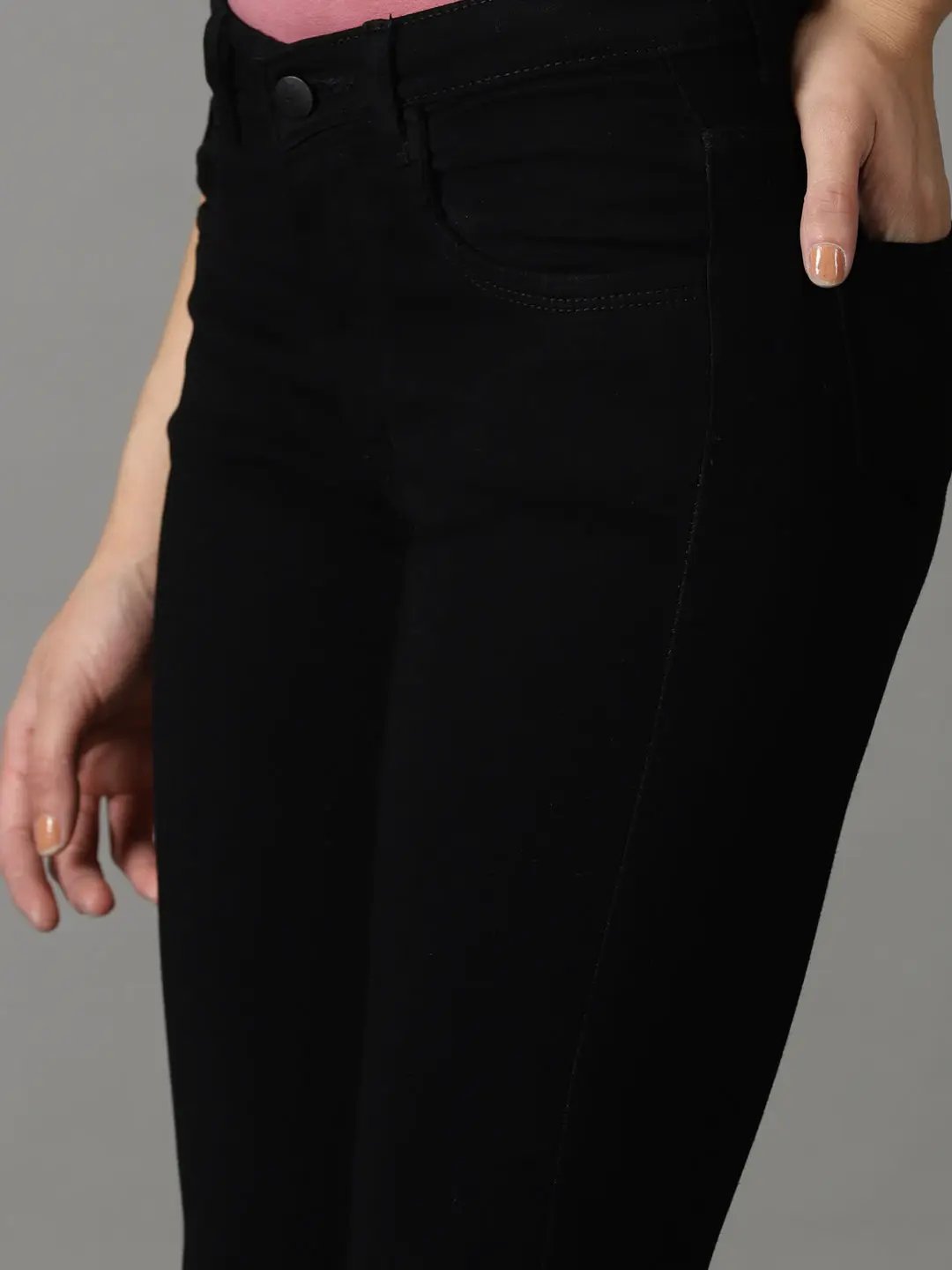 Women's Black Solid Bootcut Denim Jeans