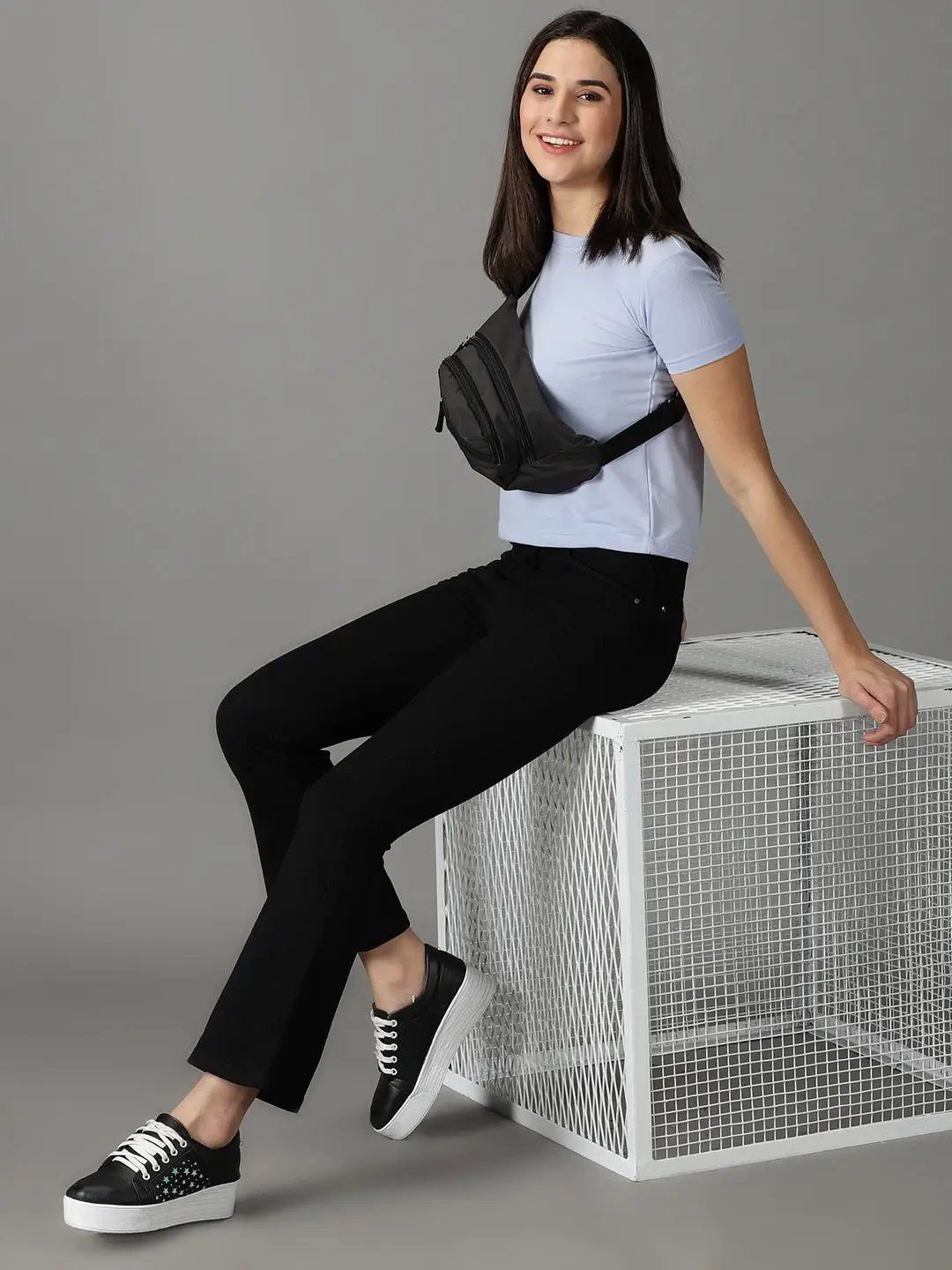 Women's Black Solid Bootcut Denim Jeans