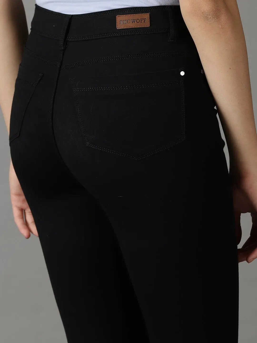 Women's Black Solid Bootcut Denim Jeans