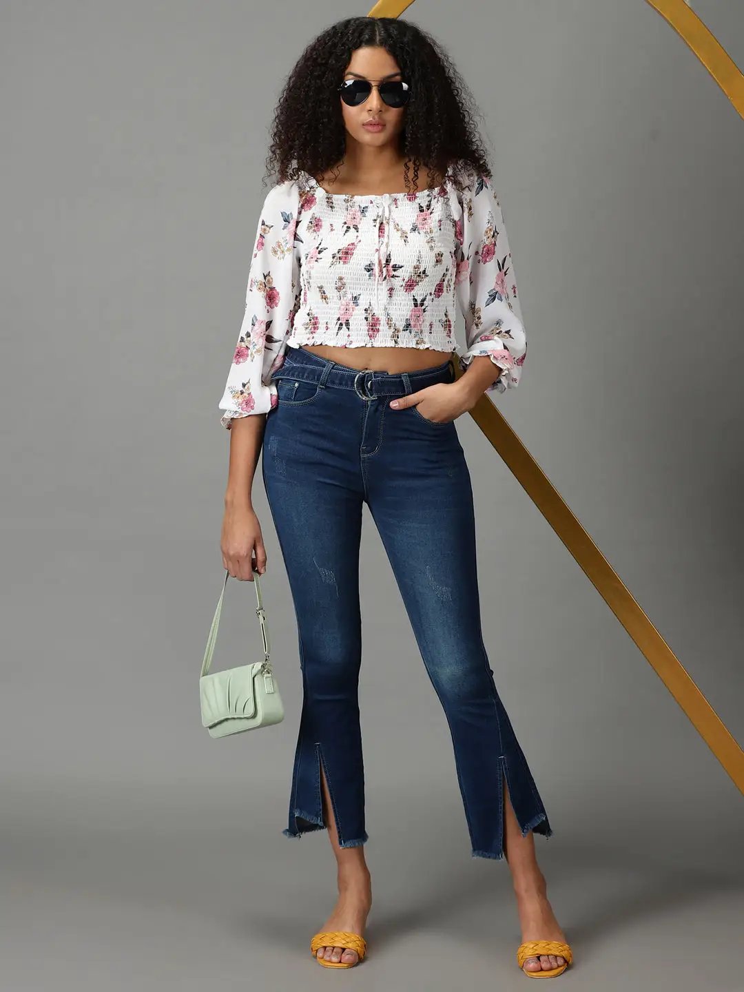 Women's Navy Blue Bootcut High-Rise Light Fade Acid Wash Stretchable Cotton Jeans