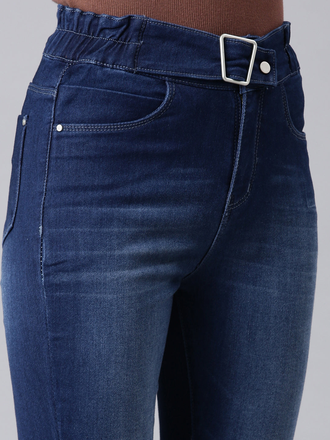 Women Blue Solid Bootcut Denim Jeans