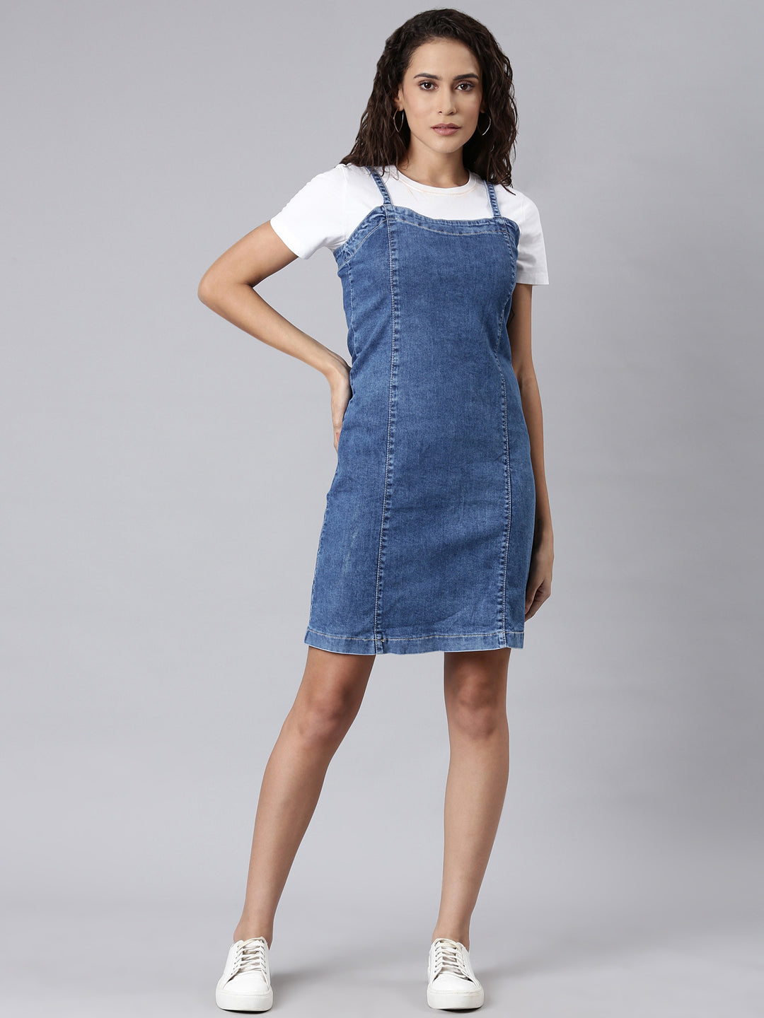 Women Blue Solid Dungaree