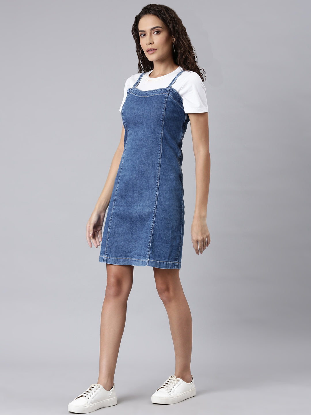 Women's Blue Slim Fit Cotton Denim Dungaree