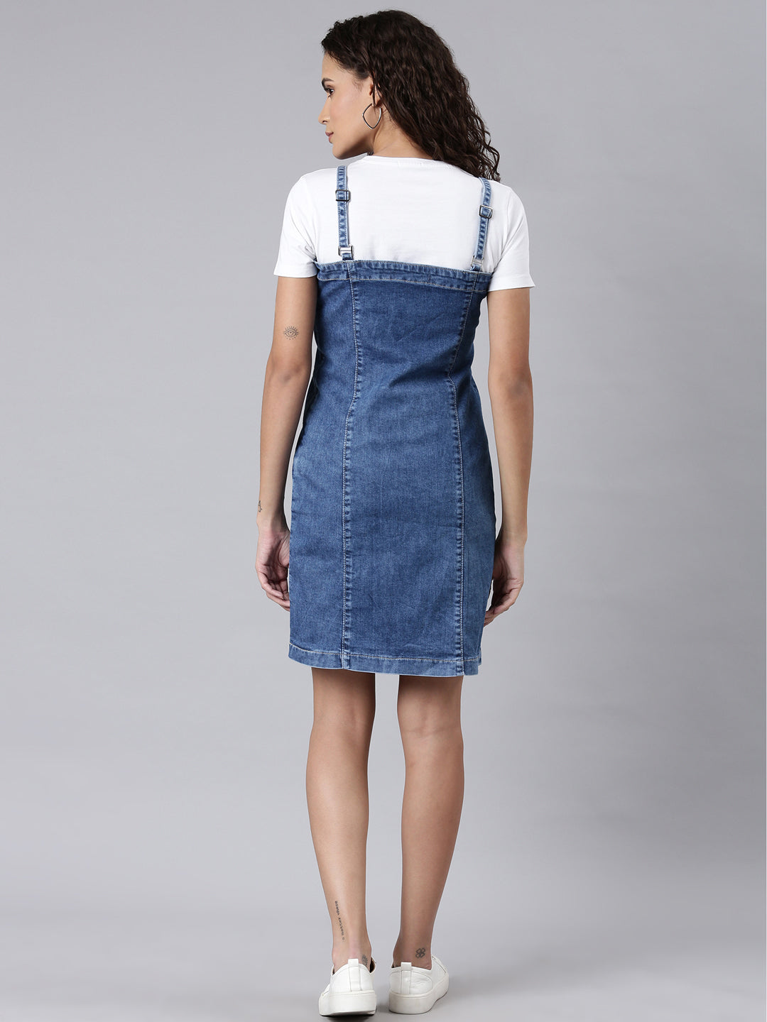 Women's Blue Slim Fit Cotton Denim Dungaree