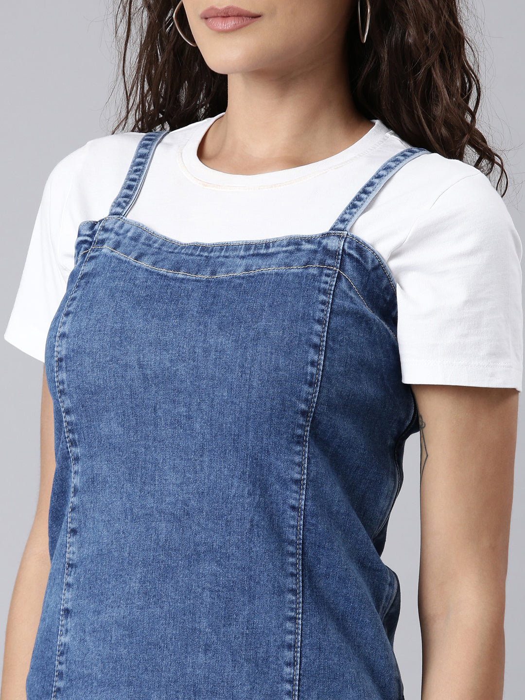 Women's Blue Slim Fit Cotton Denim Dungaree