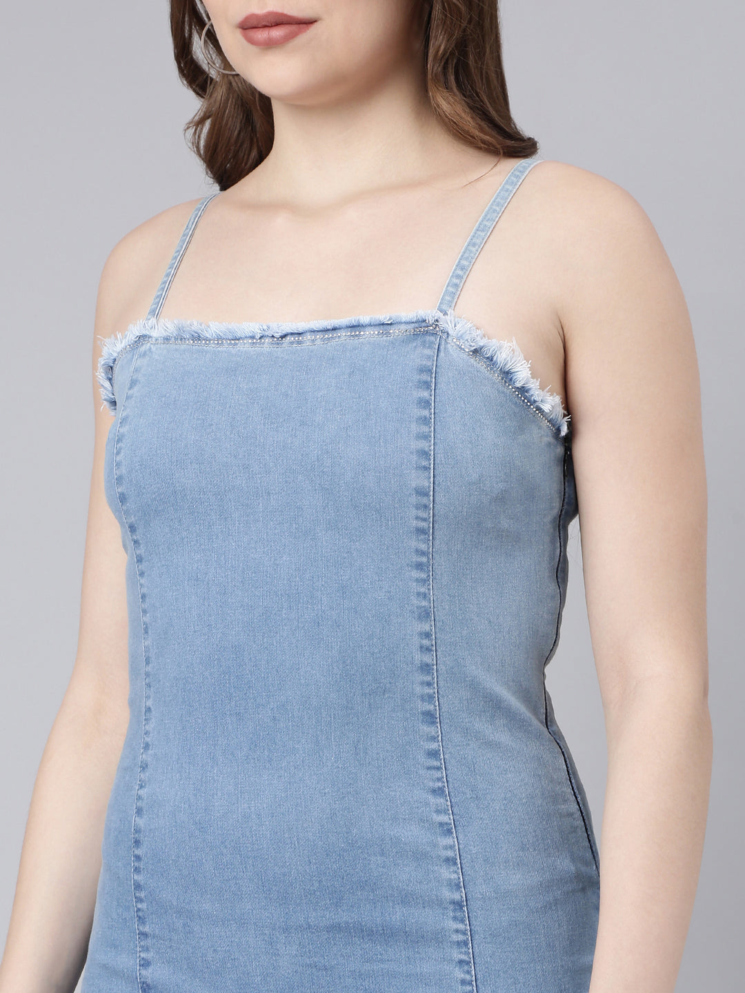 Women Blue Solid Pinafore Dress