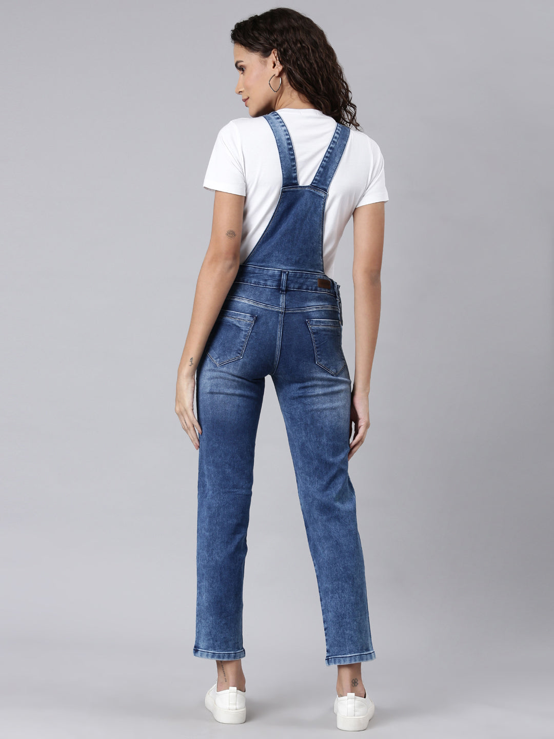 Women Blue Solid Dungaree