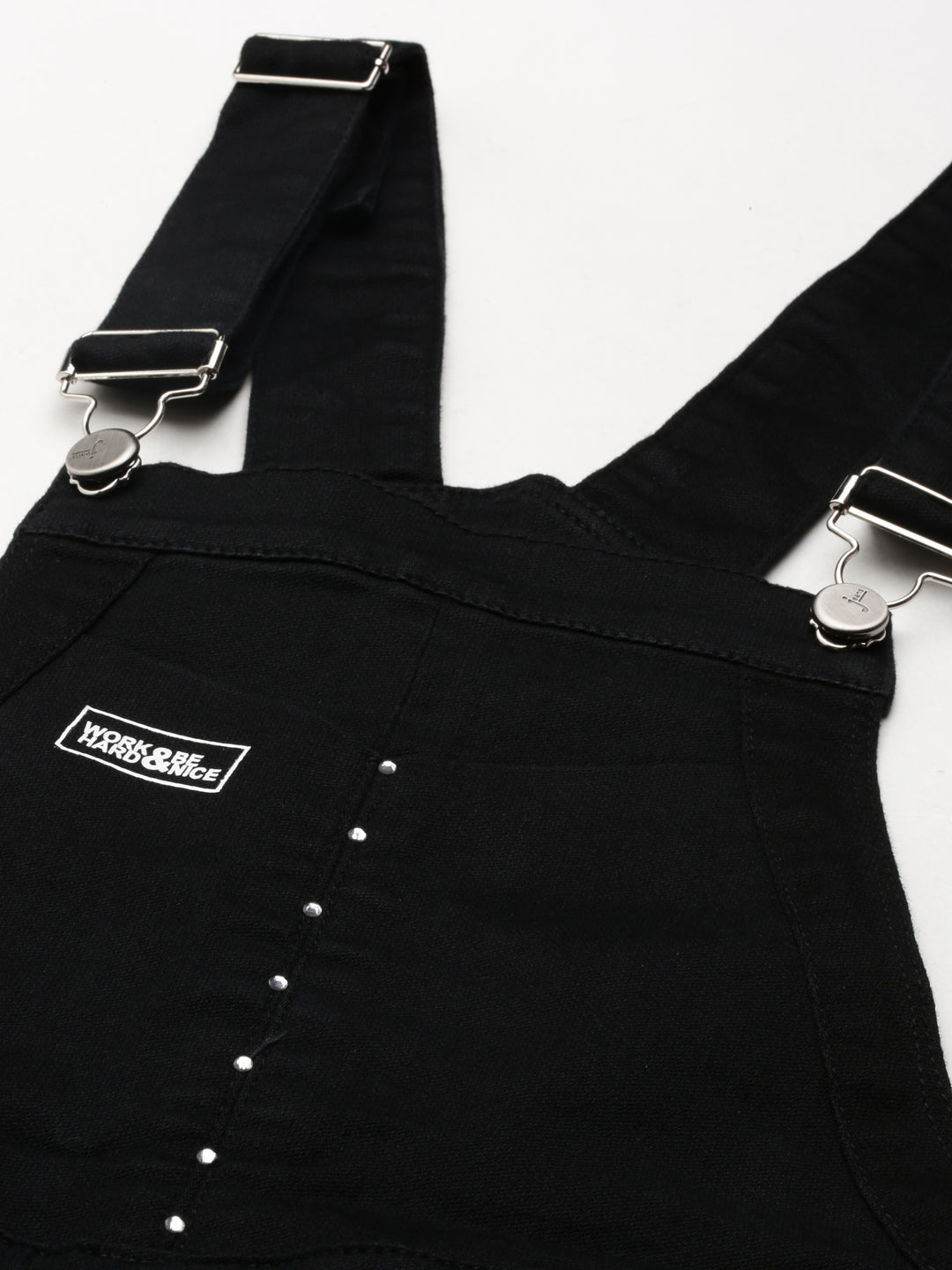 Women Black Solid Dungaree