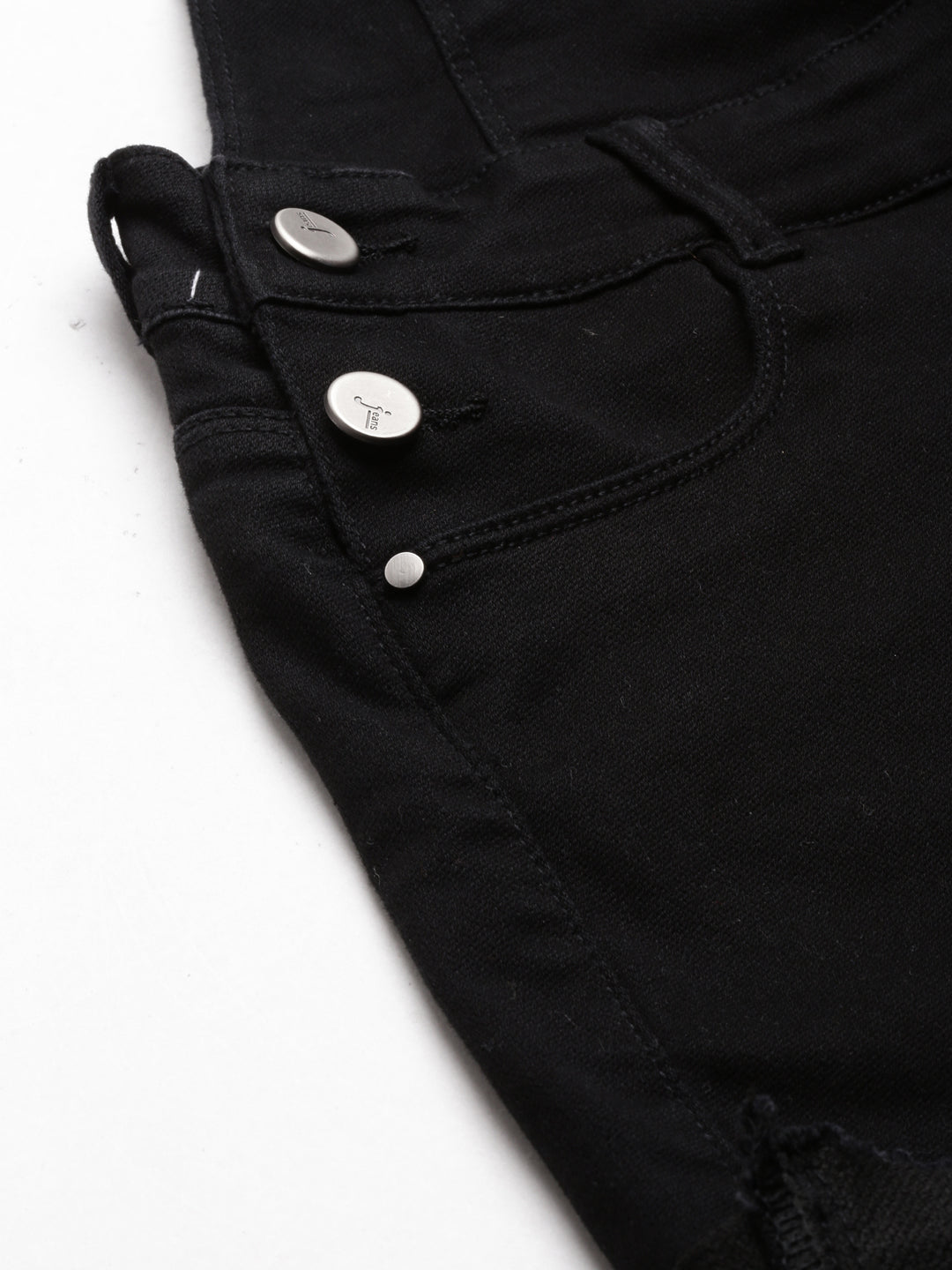 Women Black Solid Dungaree