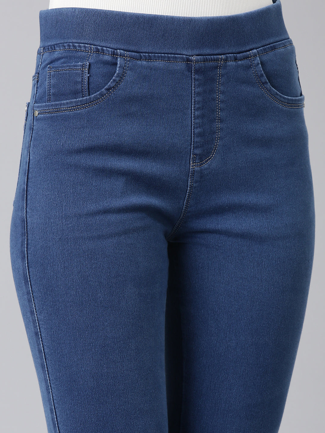 Women Blue Solid Skinny Fit Denim Jeans