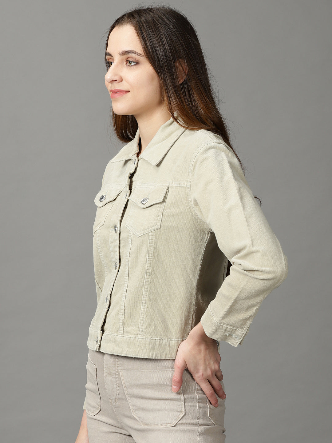 Women's Sea Green Solid Open Front Jacket