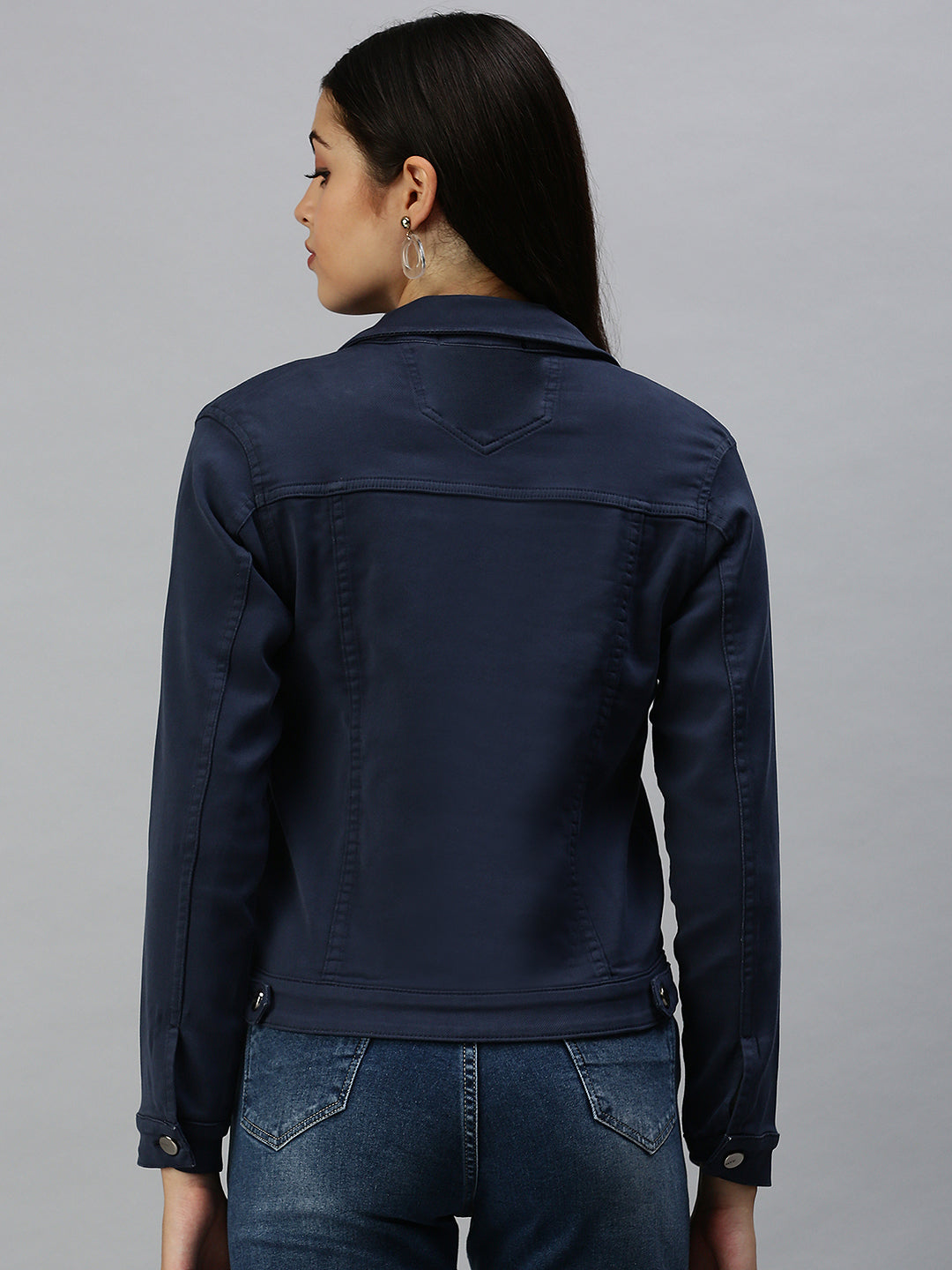 Women's Navy Blue Washed Denim Jacket