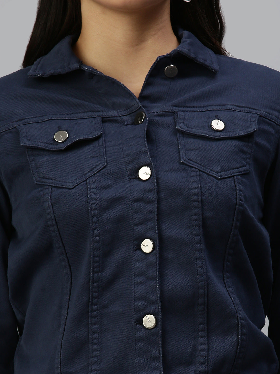 Women's Navy Blue Washed Denim Jacket
