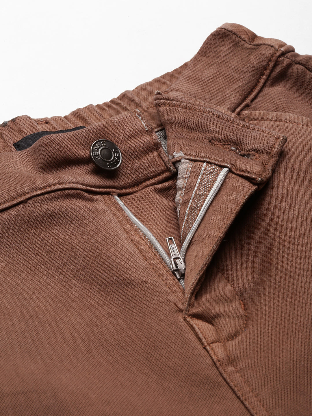 Women's Brown Solid Jogger Denim Jeans