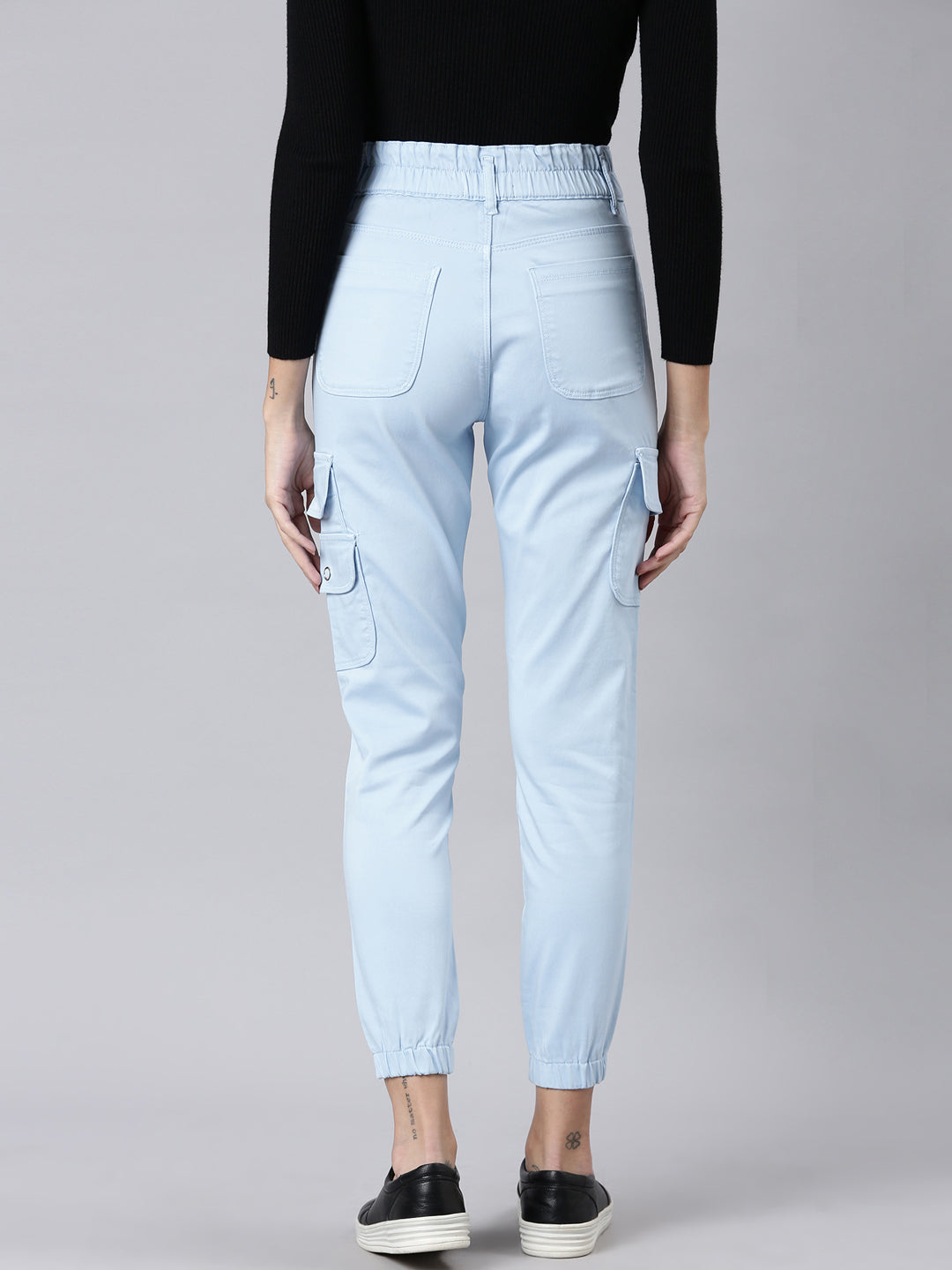 Women Blue Solid Jogger Denim Jeans