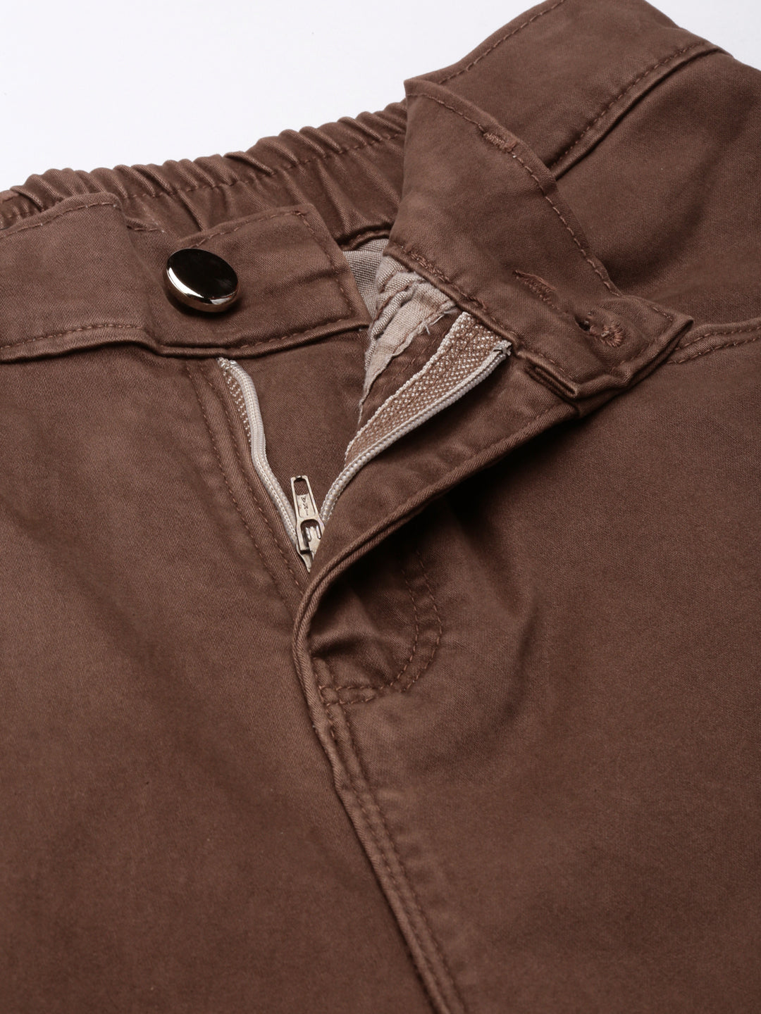 Women's Brown Solid Jogger Denim Jeans