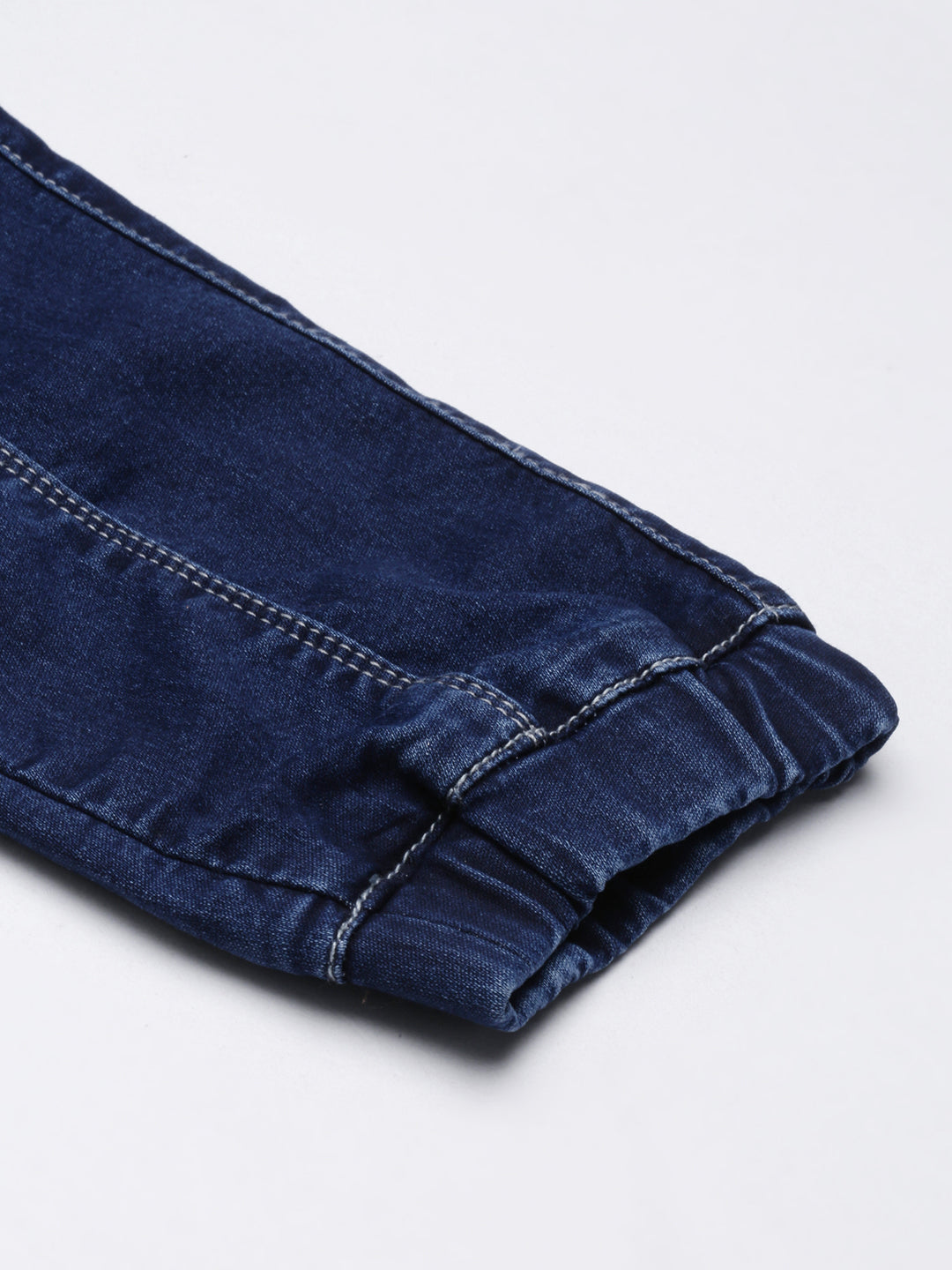 Women's Navy Blue Solid Jogger Denim Jeans