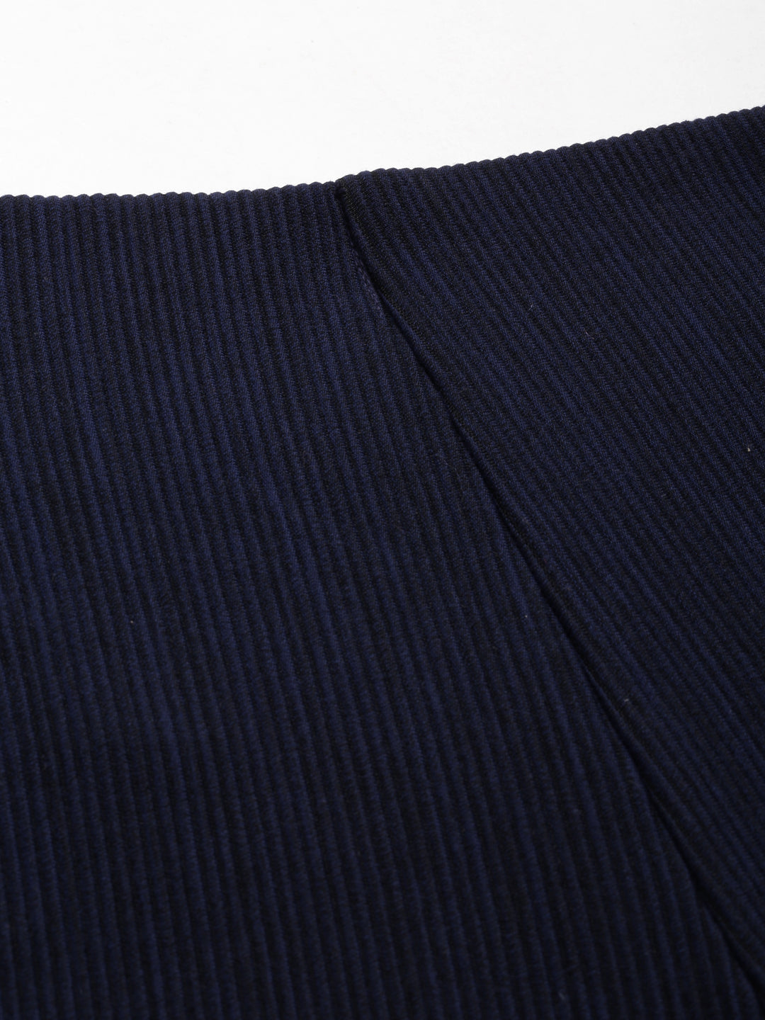 Women Navy Blue Solid Parallel Trouser