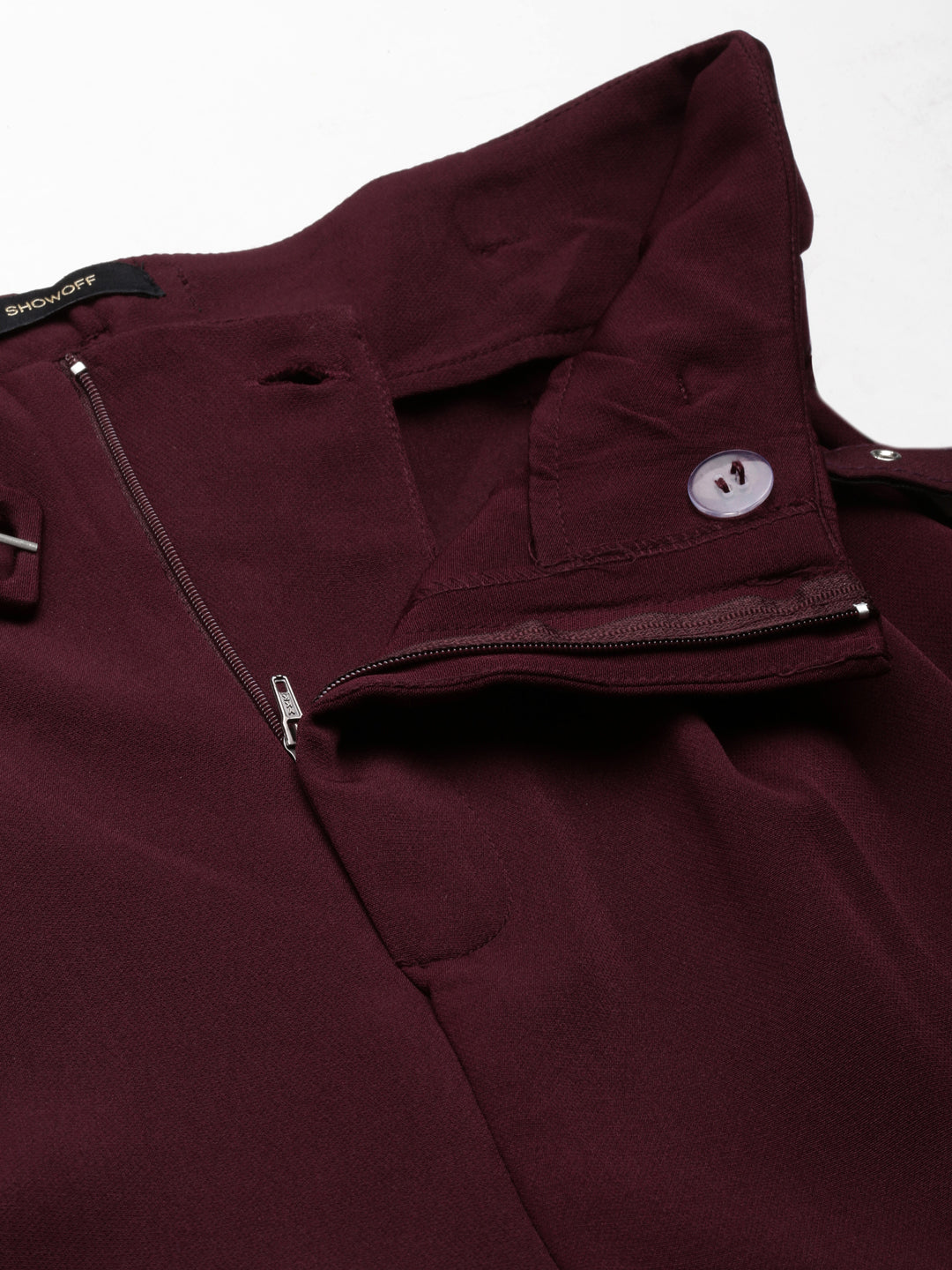 Women Burgundy Solid Peg Trouser