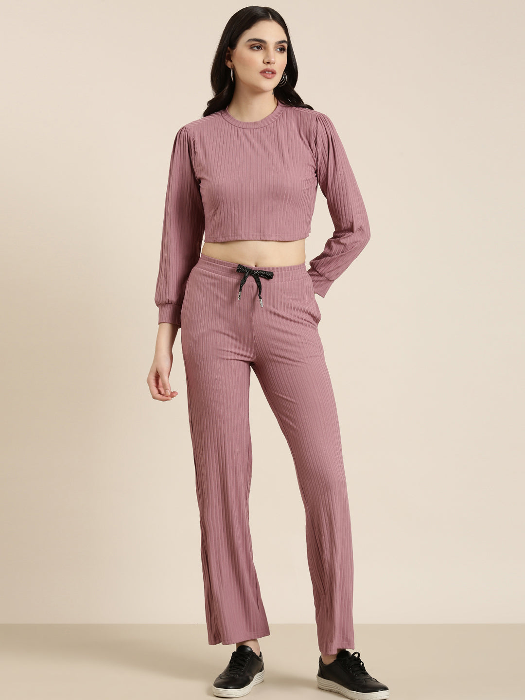 Women Mauve Solid Co-Ords