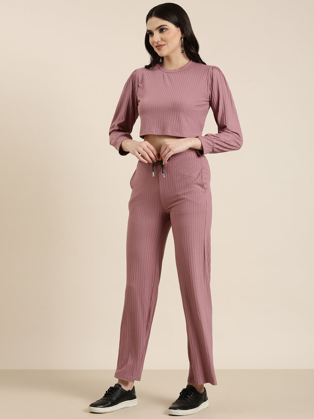 Women Mauve Solid Co-Ords