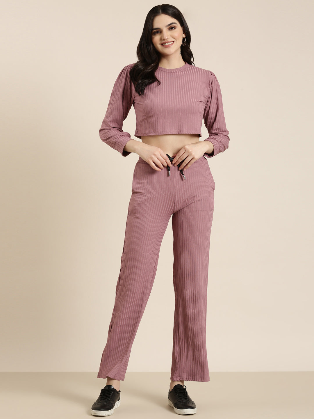 Women Mauve Solid Co-Ords