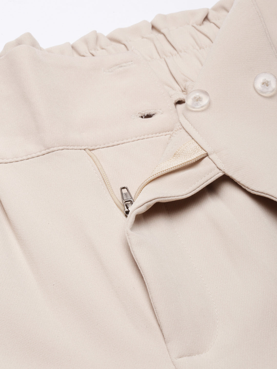 Women Solid Beige Parallel Trousers