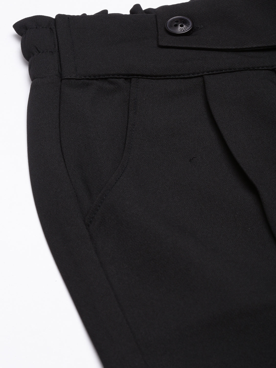 Women Solid Black Parallel Trousers