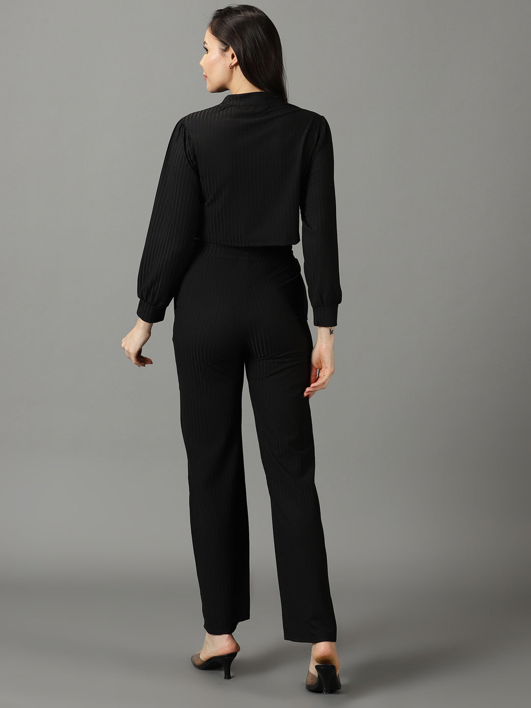 Women's Black Solid Co-Ords